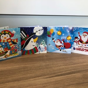 Voltooide Diamond Painting Kerstkaarten