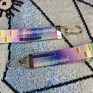 Mario Kart Rainbow Road Racetrack Wristlet Keychain Holder for Keys & Charms | Wrist Lanyard