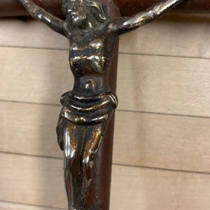 Vintage French Spindle Wood Alter Shrine Crucifix.