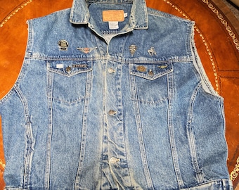 Vintage biker denim vest
