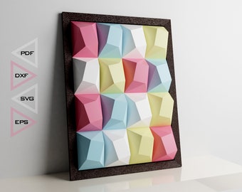 3D Rectangle Paper Wall Art: DIY Lowpoly Decor (SVG Files)
