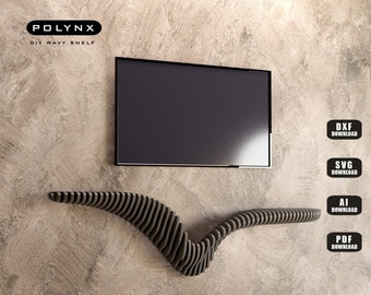 Parametric Wavy Shelf DXF File: CNC Wood Wall Decor (Digital Download)