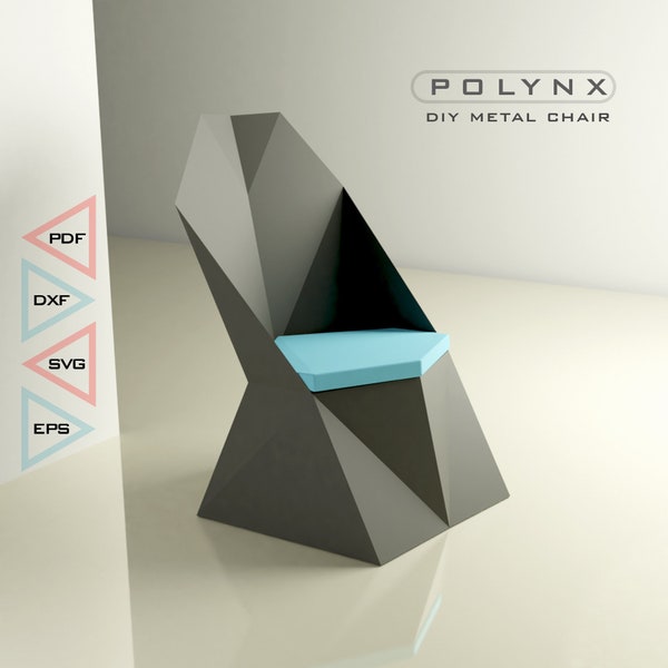 DIY Origami Metal Chair DXF File / Lowpoly Chair Design / Chair Design / Parametric Furniture / Furniture Files / Diy Furniture