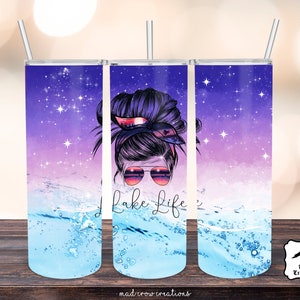 Lake Life Tumbler Wrap/Lake Life 20 oz Tumbler Design/Messy Bun Lake Life Wrap/Lake Life Sublimation Design/Lake Life 20 oz Tumbler Designs