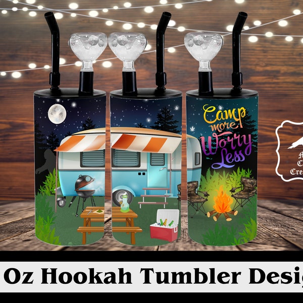 Hookah Camping Tumbler Wrap/Hookah Design/22 oz Hookah Camping Design/Camping Tumbler PNG/Hookah Sublimation Designs