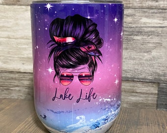 Seeleben Weinbecher/ Weinbecher mit Wickelfolie/ Messy Bun Wine Tumbler