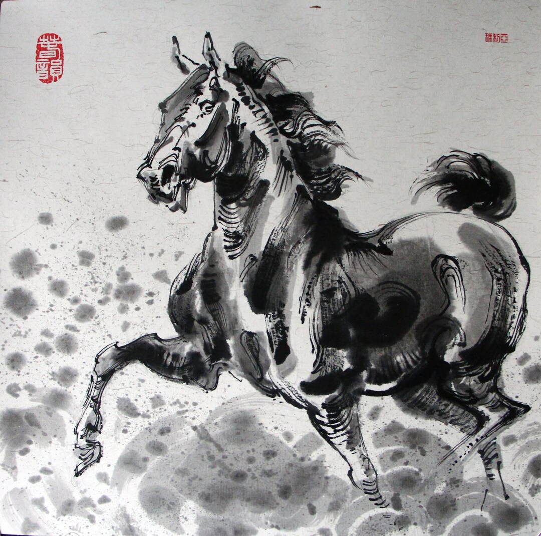 Horse Painting Sumi-e Original Art Ink Equestrian Art Equine