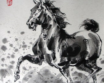 オリジナルの馬の芸術 中国の馬の絵 中国の筆絵 インク 馬のスケッチ