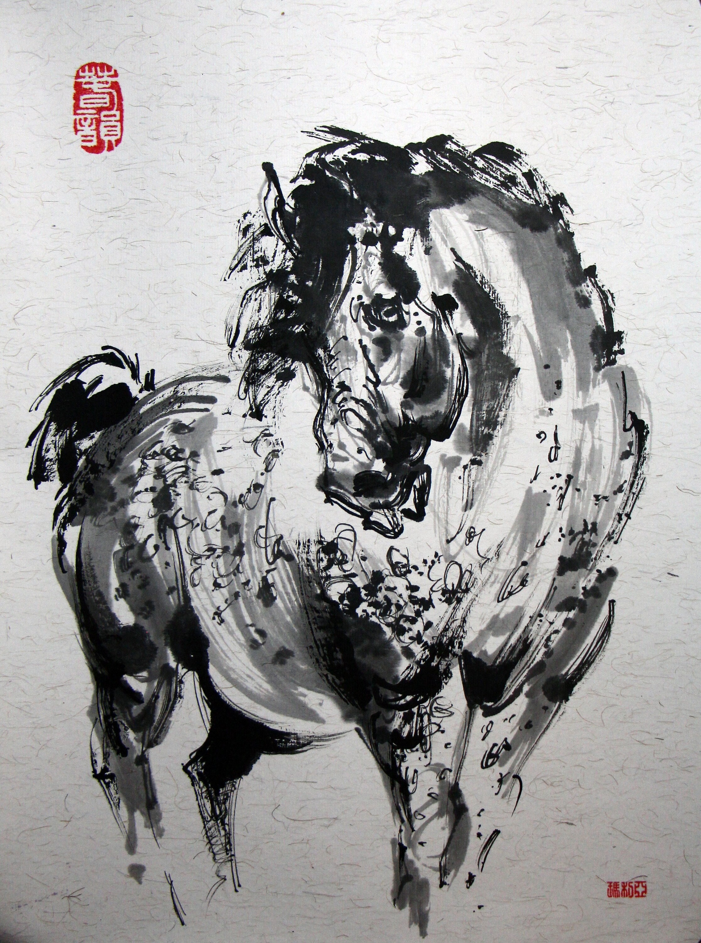 墨絵　Sumi-e a painting in black ＆white Sumi E Horse - Etsy