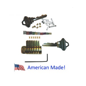 CUTAWAY PRACTICE Lock, All Brass Cylinder, Locksmith, Spool Pins, FREE Shipping, Schlage SC4 Keyway image 1