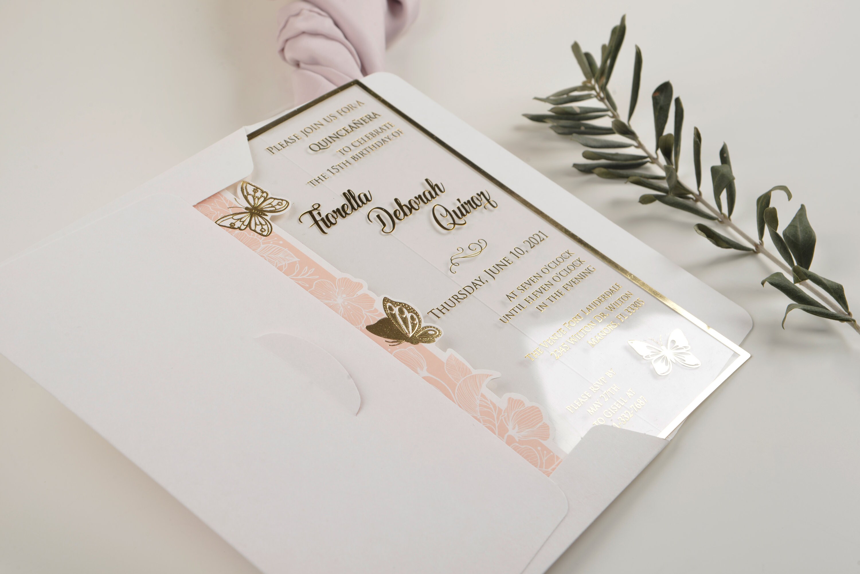 Blush Acrylic Quinceanera Invitation Modern Sweet 16 Etsy