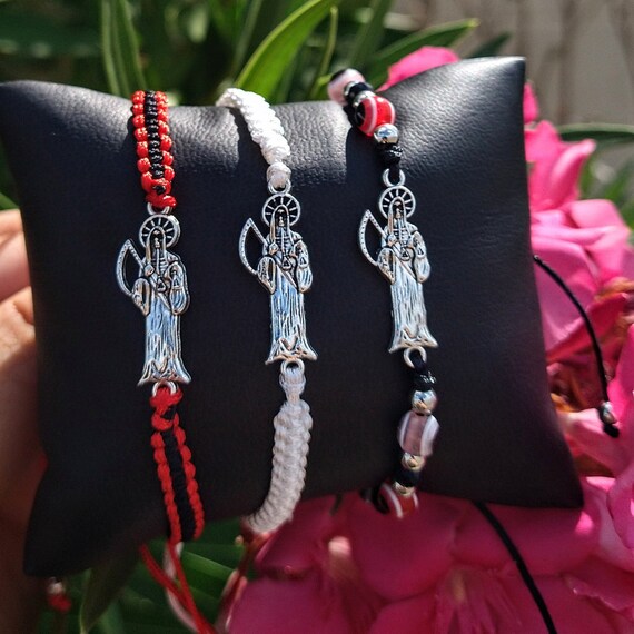 Pulsera Santa Muerte Santa Muerte Mal de Ojo / Blanco / - Etsy España
