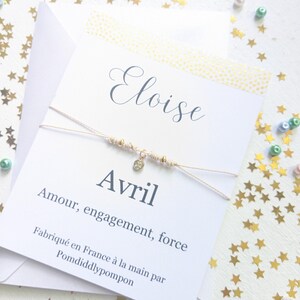 Pierre de naissance bracelet personnalisé cadeau pour avril anniversaire breloque bijoux carte d'anniversaire cordon minimaliste bijoux