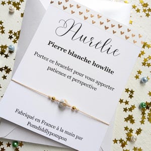 Bracelet en pierre naturelle cadeau spirituel message significatif personnalisé bijoux style minimaliste bangle avec carte de vœux pour amie