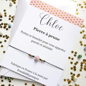 Bracelet en pierre naturelle cadeau spirituel message significatif personnalisé bijoux style minimaliste bangle avec carte de vœux pour amie