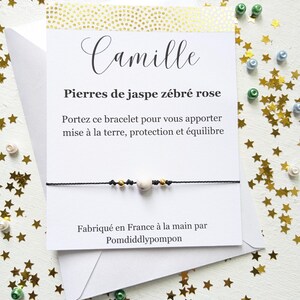 Bracelet en pierre naturelle cadeau spirituel message significatif personnalisé bijoux style minimaliste bangle avec carte de vœux pour amie