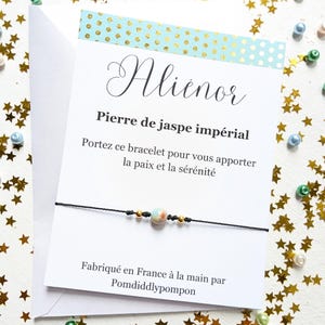 Bracelet en pierre naturelle cadeau spirituel message significatif personnalisé bijoux style minimaliste bangle avec carte de vœux pour amie