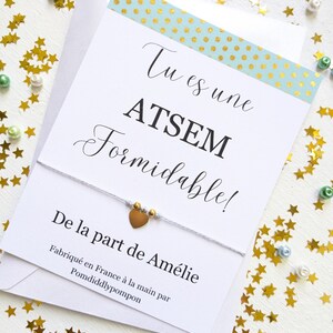 Braccialetto per ATSEM con cordino, biglietto personalizzato con busta, regalo ATSEM personalizzato, regalo per asilo nido
