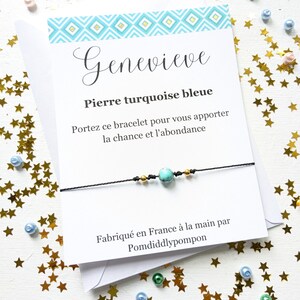Bracelet en pierre naturelle cadeau spirituel message significatif personnalisé bijoux style minimaliste bangle avec carte de vœux pour amie