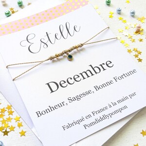 Pierre de naissance bracelet personnalisé cadeau pour decembre anniversaire breloque bijoux carte d'anniversaire cordon minimaliste bijoux