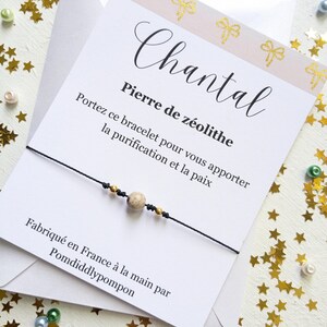 Bracelet en pierre naturelle cadeau spirituel message significatif personnalisé bijoux style minimaliste bangle avec carte de vœux pour amie