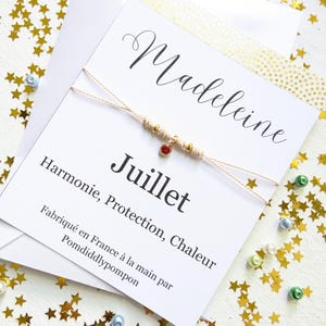 Pierre de naissance bracelet personnalisé cadeau pour juillet anniversaire breloque bijoux carte d'anniversaire cordon minimaliste bijoux