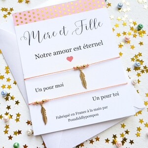 Bracelet pour mère et fille, carte avec enveloppe, bracelet d'amitié, cadeau pour maman, cadeau pour fille, cadeau de fête des mères