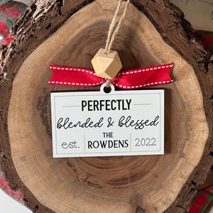 Blended and Blessed Family Christmas Ornament