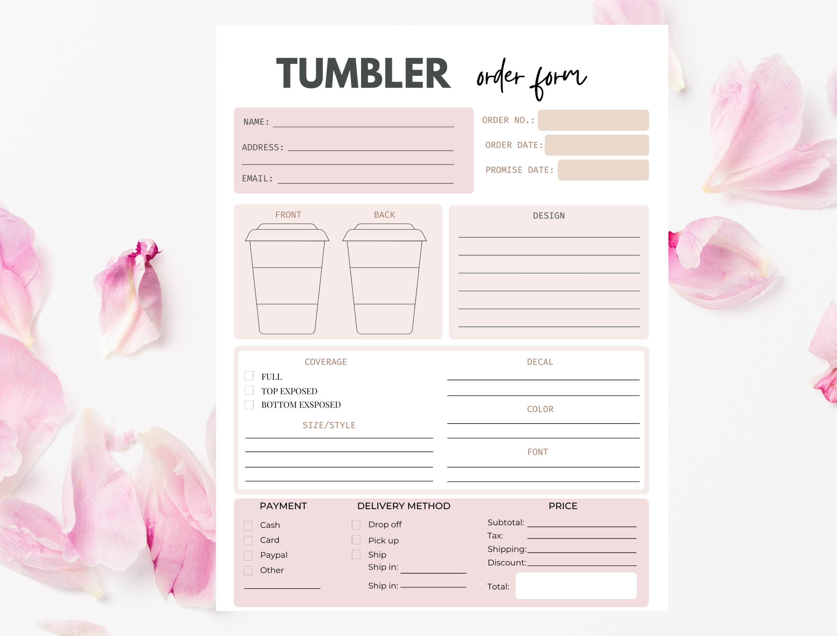 Fillable Order Form Bundle | Tshirt Order Form | Custom Order Form ...