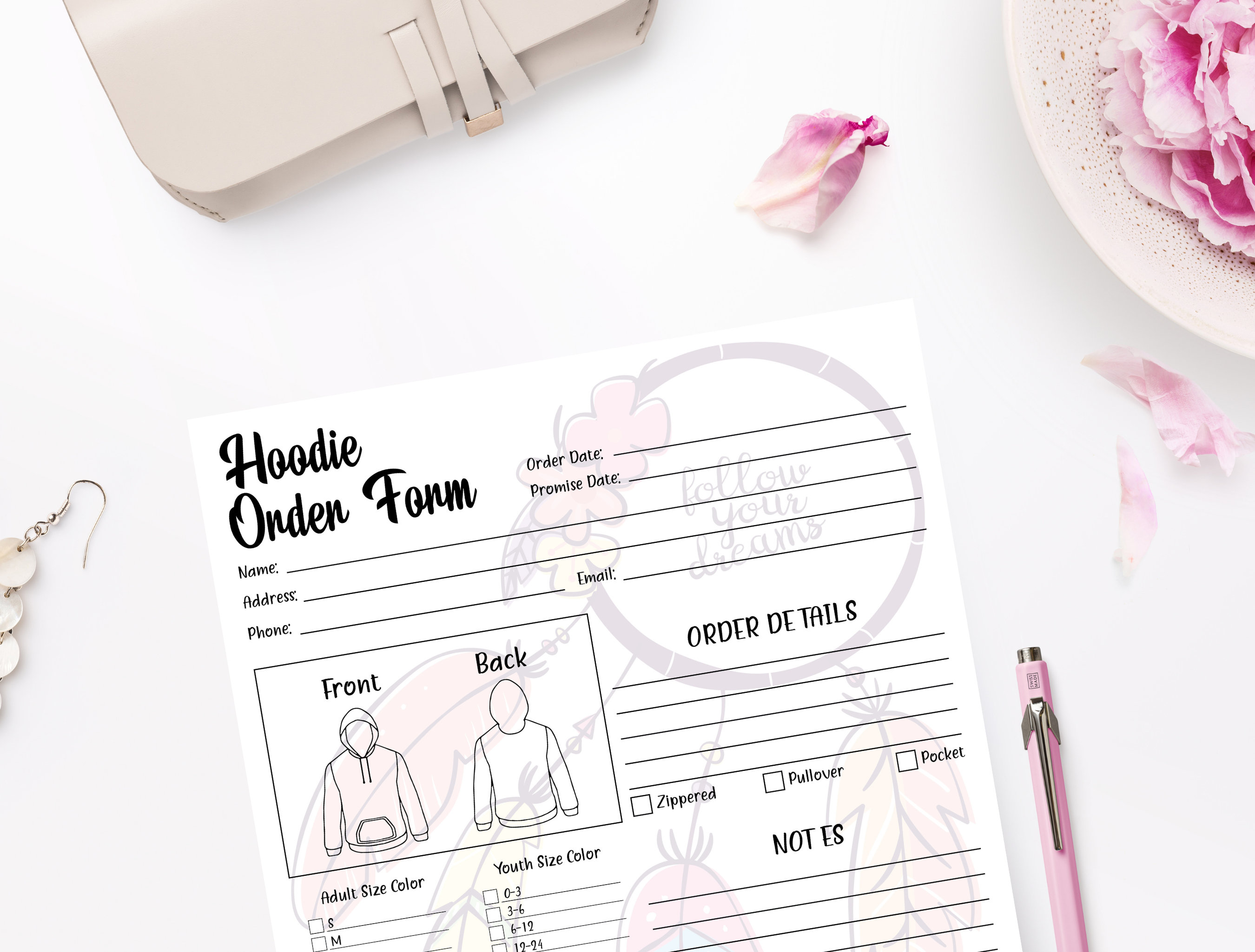 Hoodie Order Form Template Printable, Custom Hoodie Order Form, Order Hoodie Order Form Template Printable, Custom Hoodie Order Form, Order