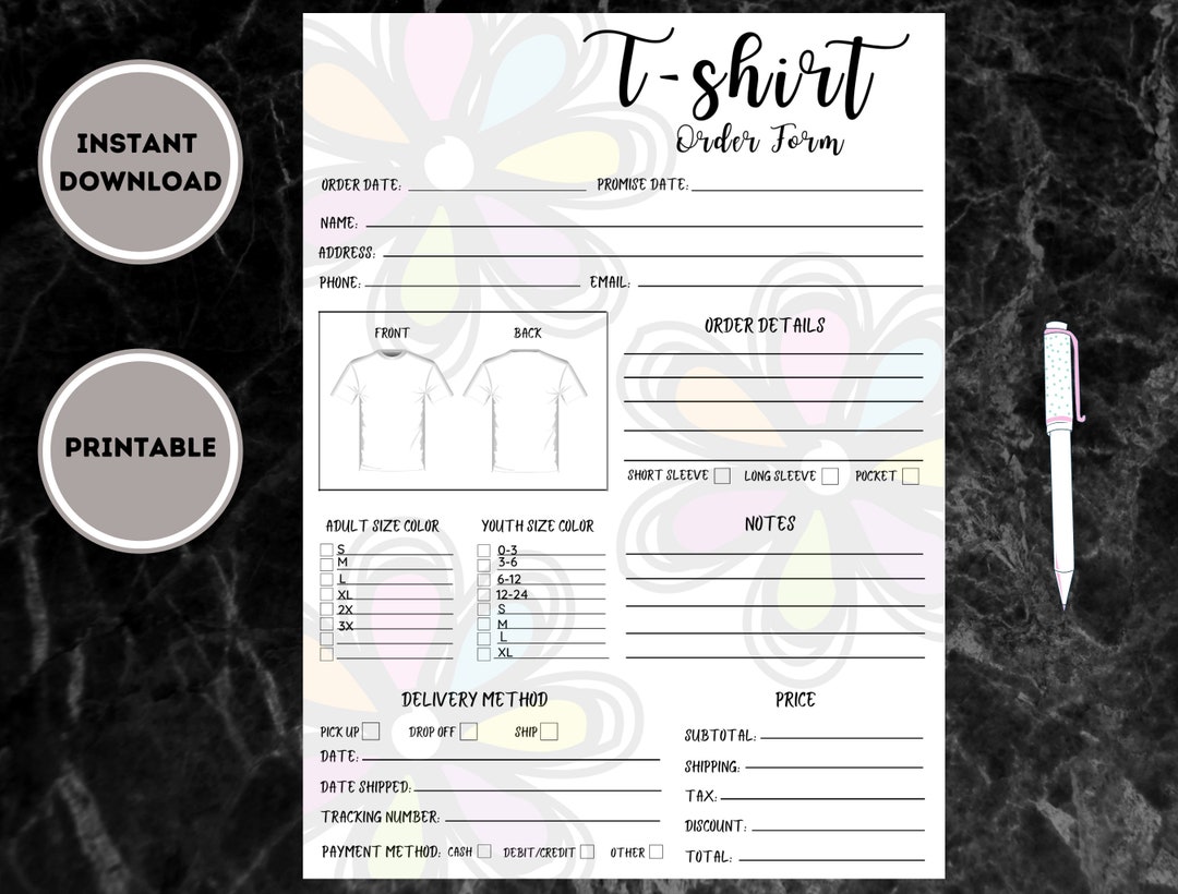 Printable Free T Shirt Order Form Template Pdf Printable Free T Shirt Order Form Template Pdf