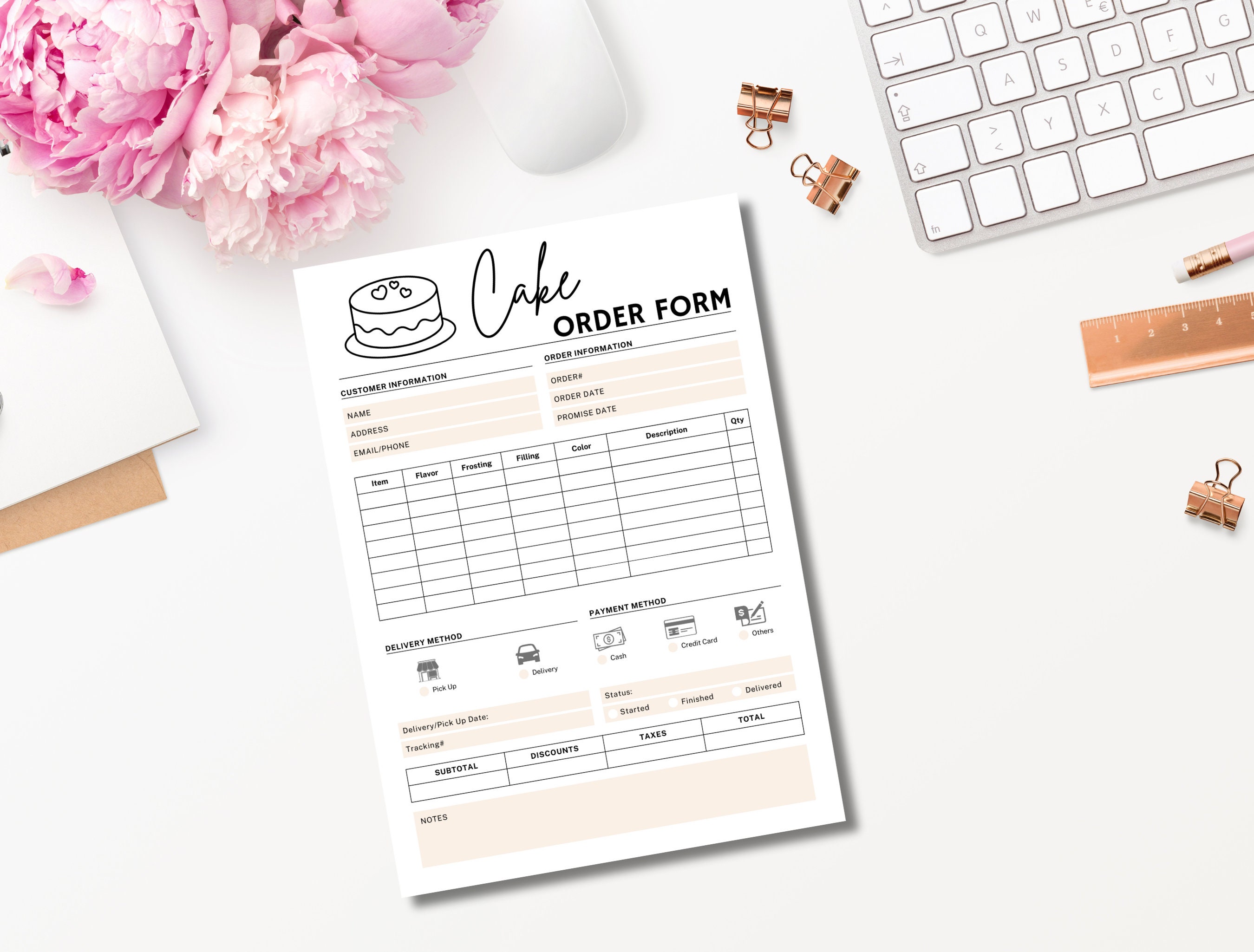 Cake Order Form Printable, Custom Cake Order Form, Order Form for ...