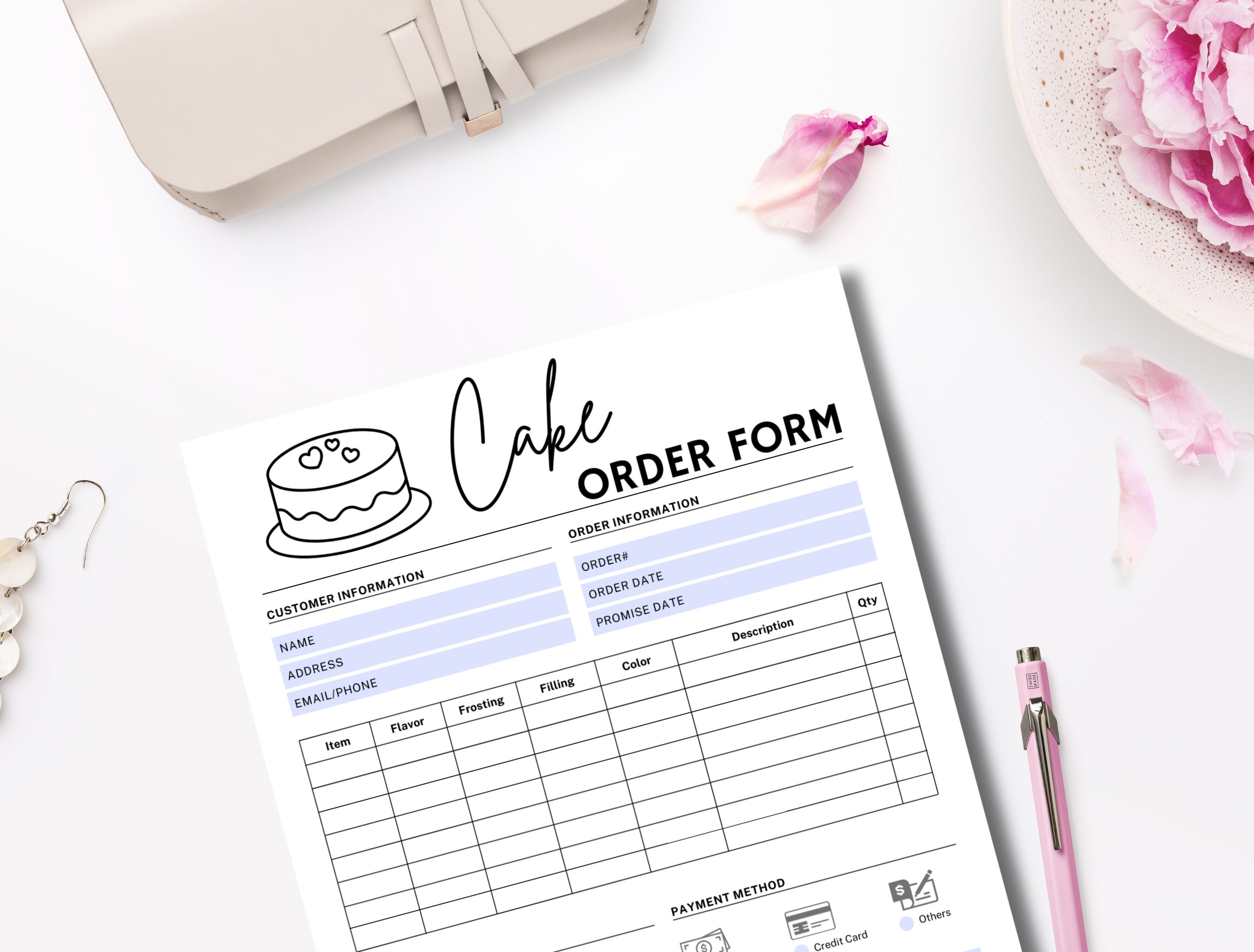 Cake Order Form Printable, Custom Cake Order Form, Order Form for ...