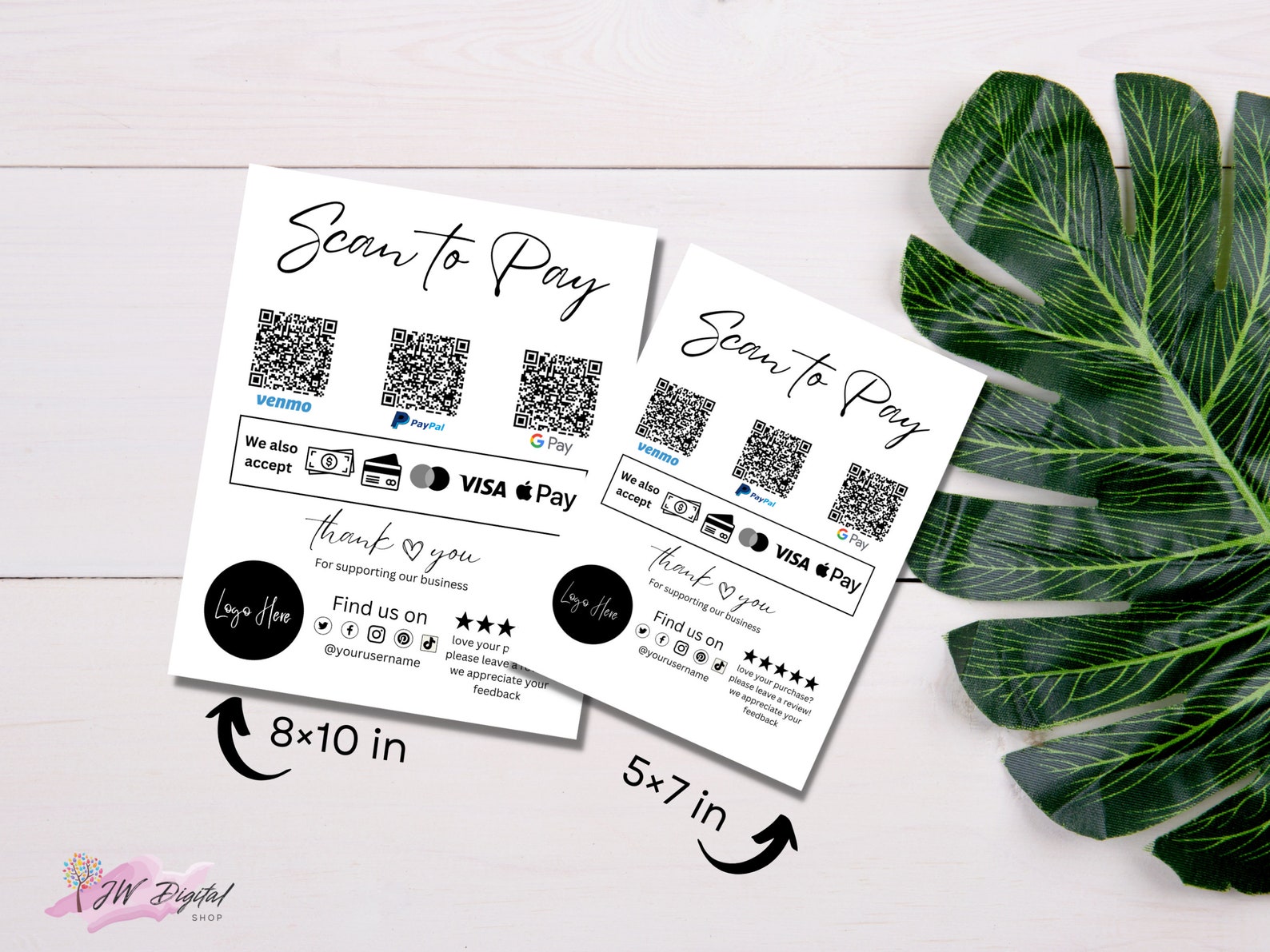 Scan to Pay Template Printable Editable Scan to Pay Sign - Etsy