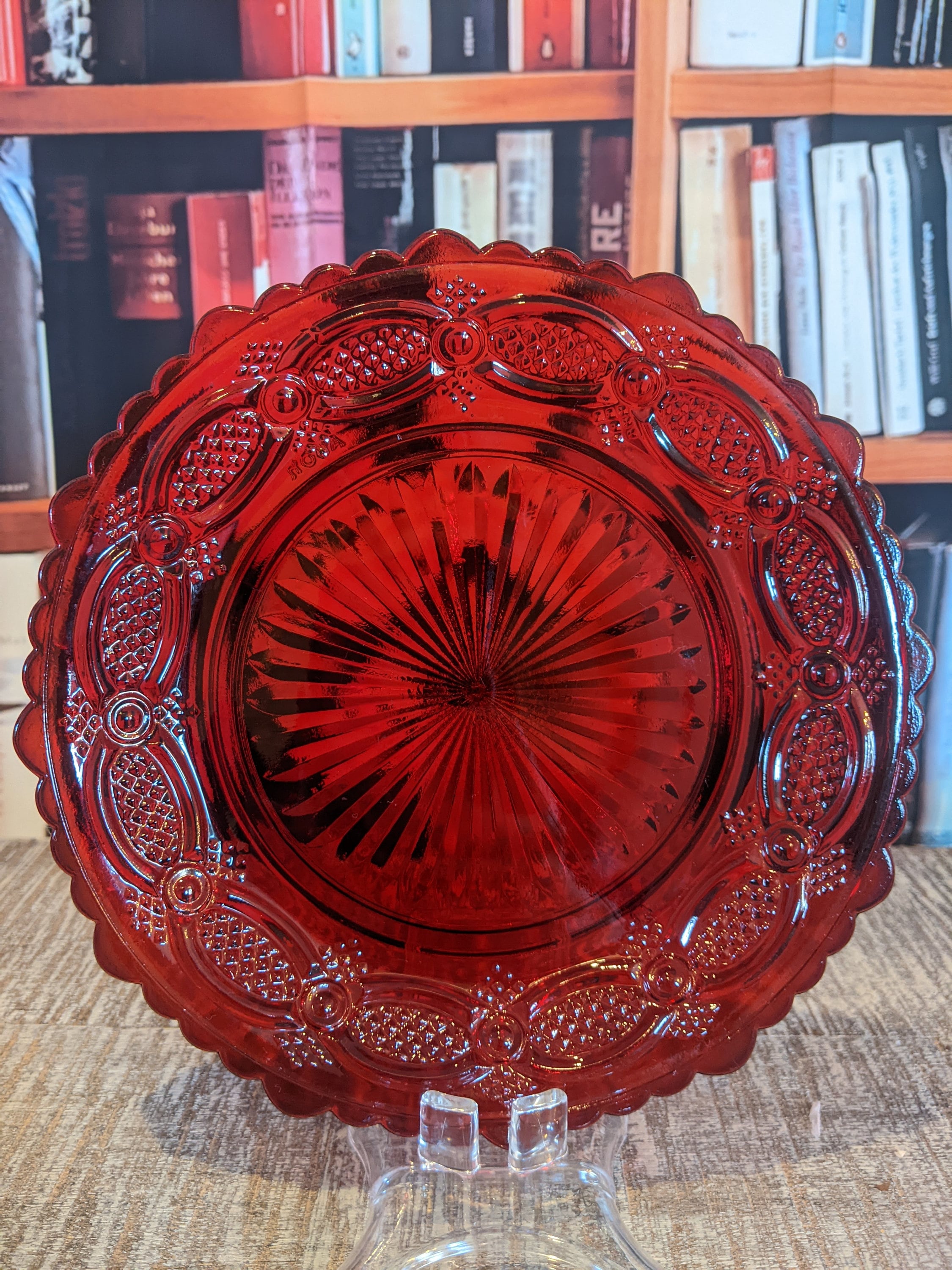 AVON Ruby Red CAPE COD Salad Plates Set of 2 Cut Red Glass Vintage ...