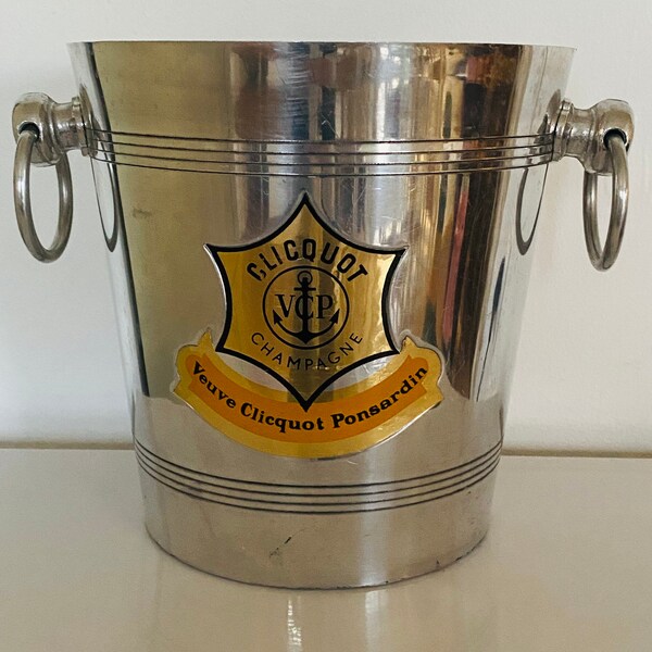 Veuve Clicquot Champagne Bucket/ Champagne cooler in light weight aluminium with the Veuve Clicquot label on both sides