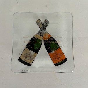 Vintage Veuve Clicquot rare glass ashtray.