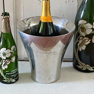 Perrier Jouet RARE Champagne cooler for a magnum size bottle of champagne. Crafted by l’orfèvrerie d’Angou design Eric Berthes Paris