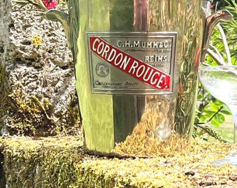 Balde de gelo para champanhe Cordon Rouge Art Déco raro da Argit Paris – Metal cromado multifacetado