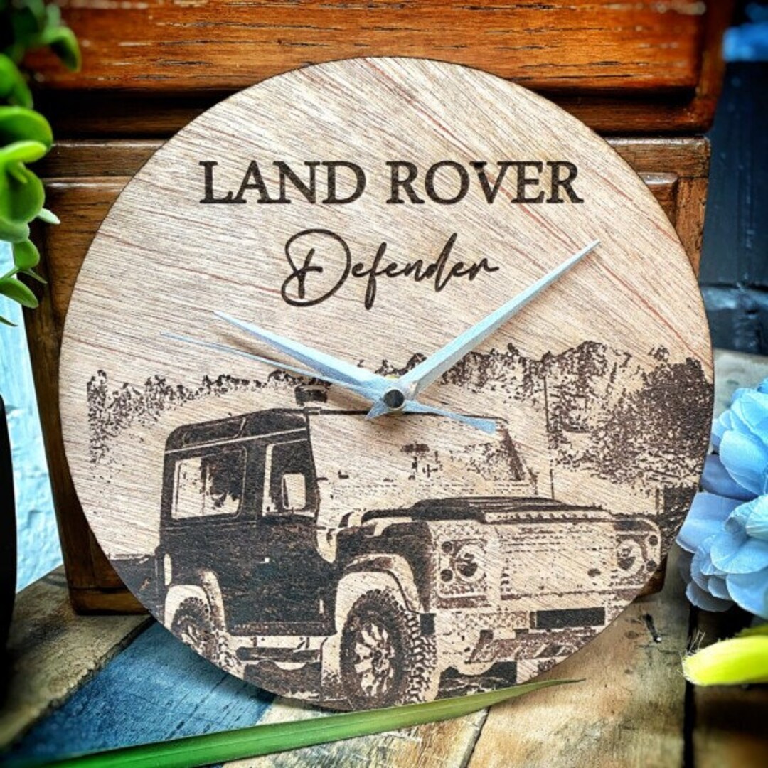 Land Rover Defender Gift Wooden Clock Engraved With Classic Etsy