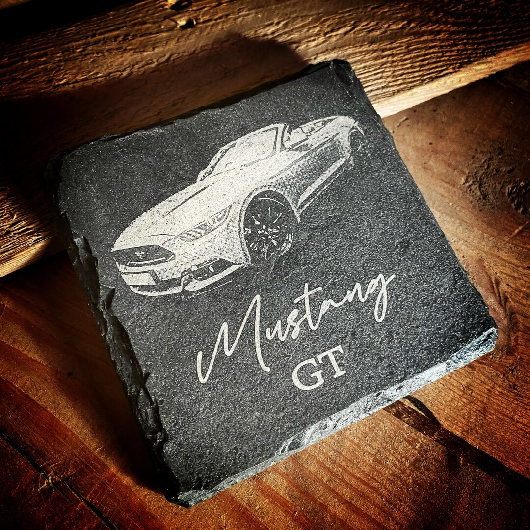 Mustang Gift Slate Coaster With Mustang GT Photo Car Gift Etsy UK