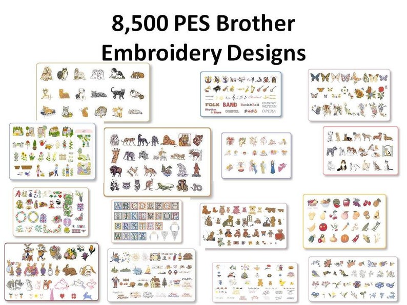 8,500 PES Brother Embroidery Designs Digital Download Etsy