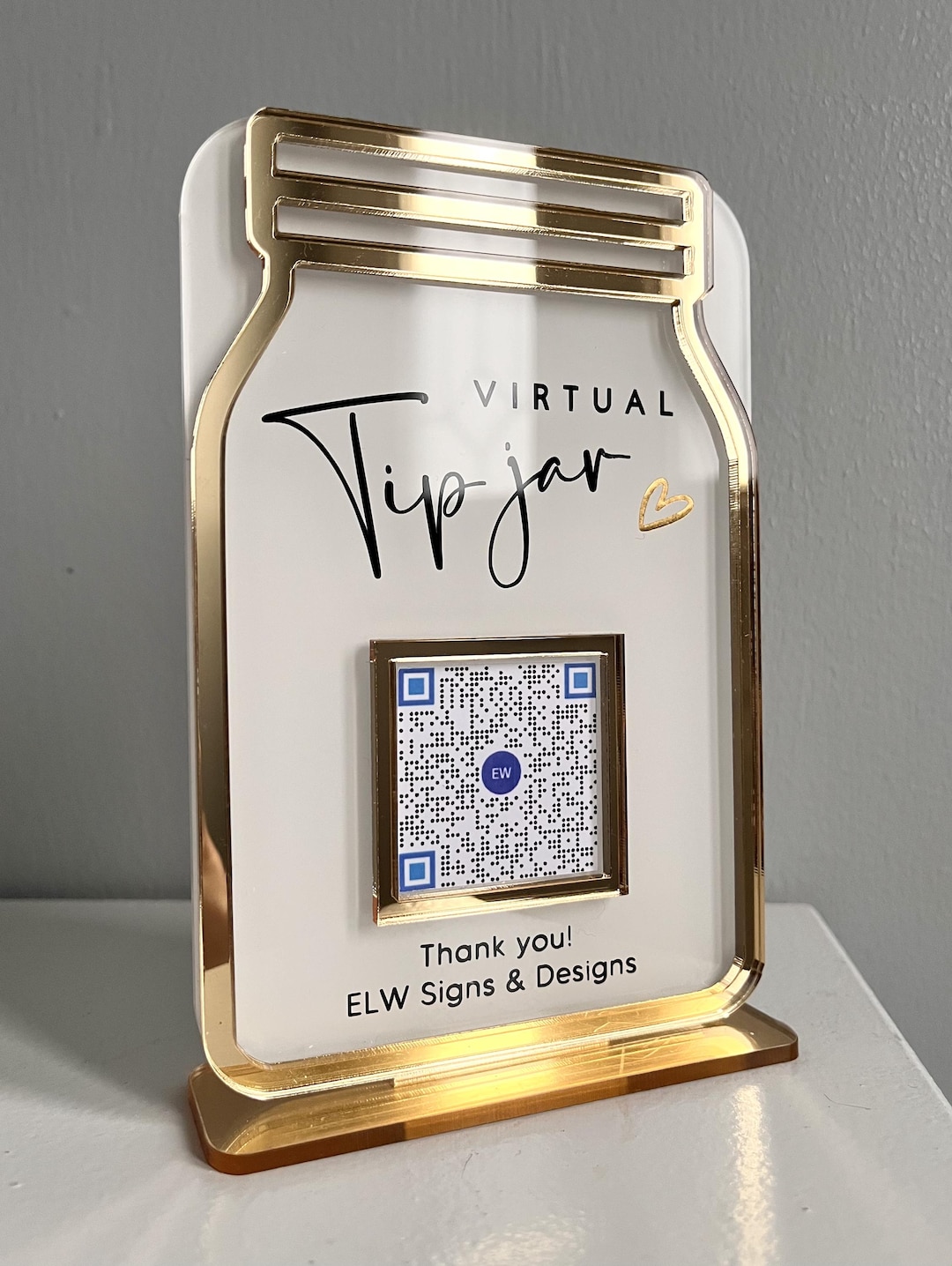 Jar Bar Code Mini Acrylic Virtual Tip Jar QR Code Sign With Stand - Etsy UK