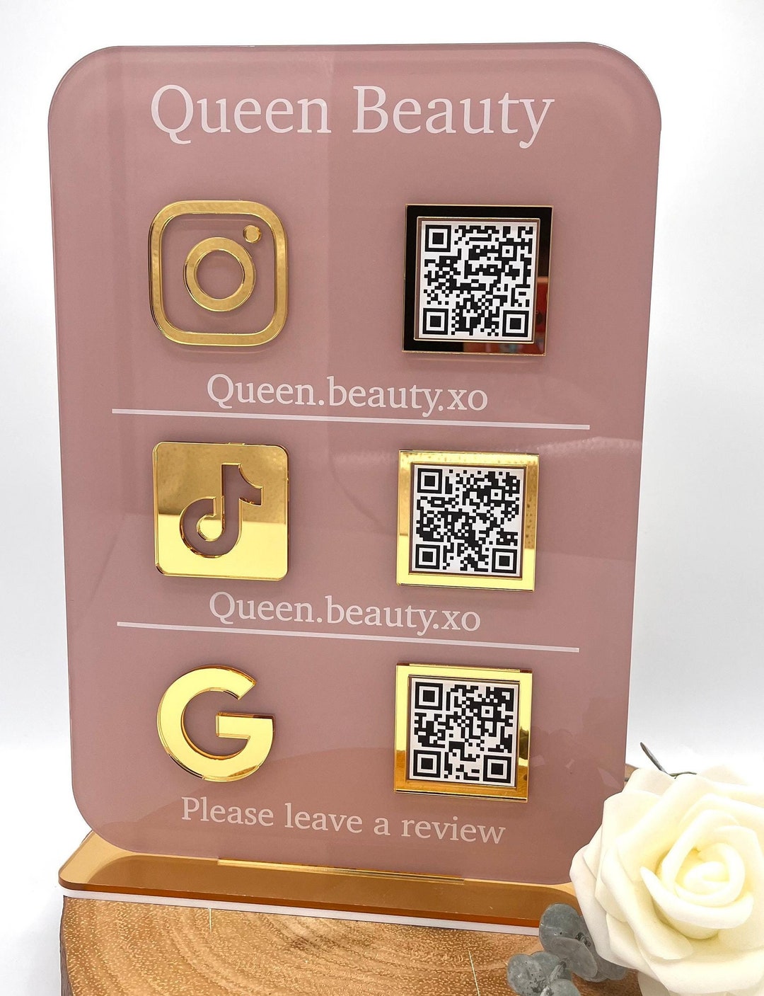 Personalised A4 Triple QR Code Social Media Sign and Stand|handmade ...