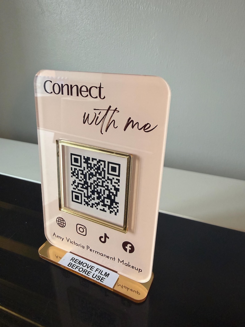 Mini Qr Code Frame Personalised Mini UV Printed Rectangle Acrylic QR Code Sign | Custom ...