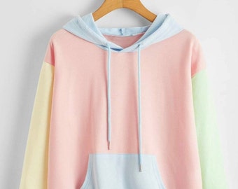 pastel colour block hoodie