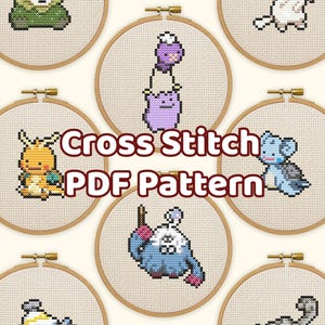 Pokopia Cross Stitch Pattern Set | 8 Pokemon Characters | Digital PDF