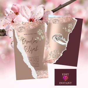 Rosy & plaat bruiloft uitnodigen