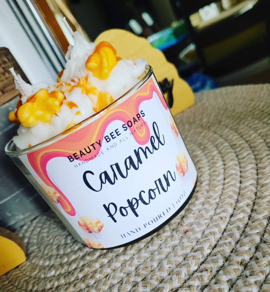 Popcorn Candle Caramel Popcorn Whipped Dessert Candle Jar - Etsy