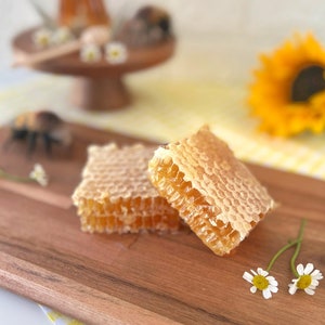 100% Raw Pure Honeycomb | Unfiltered Unheated Natural Hand-cut 5oz Block / Holiday Gifts / Party Favors / Birthday / Wedding